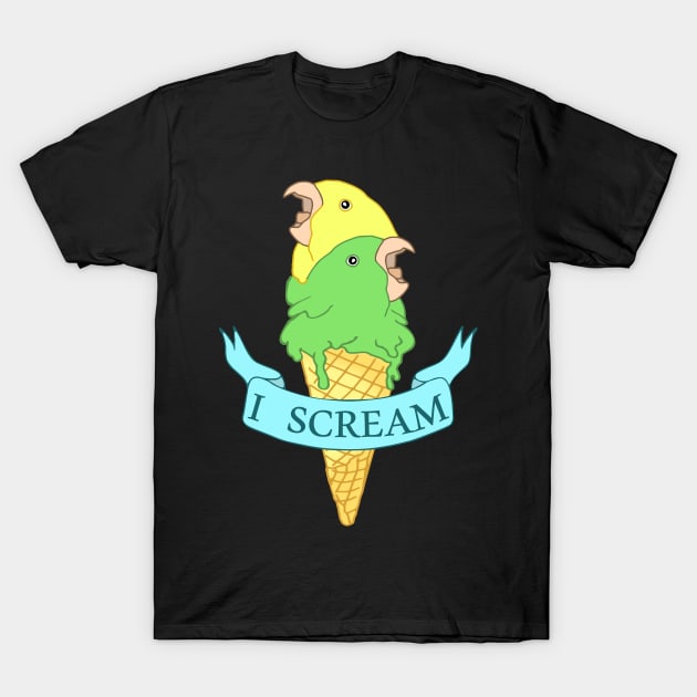 I scream Ice cream Yellow and Green parrotlet T-Shirt by FandomizedRose